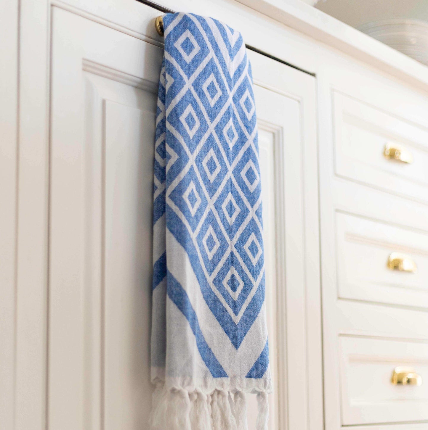 Turkish Towel | Hand Towel | Blue + White-2