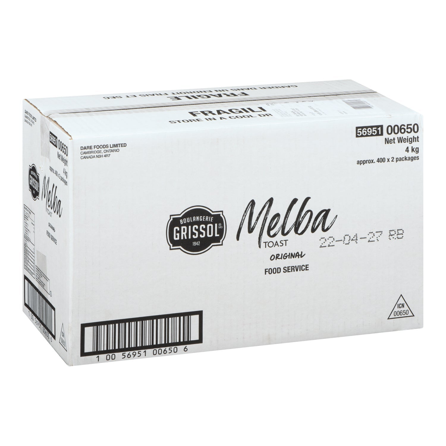 Cracker Melba Toast Portion Control - 400 x 2 count - Grissol - Restaurant and Foodservice Ingredients - Canadian Distribution-1